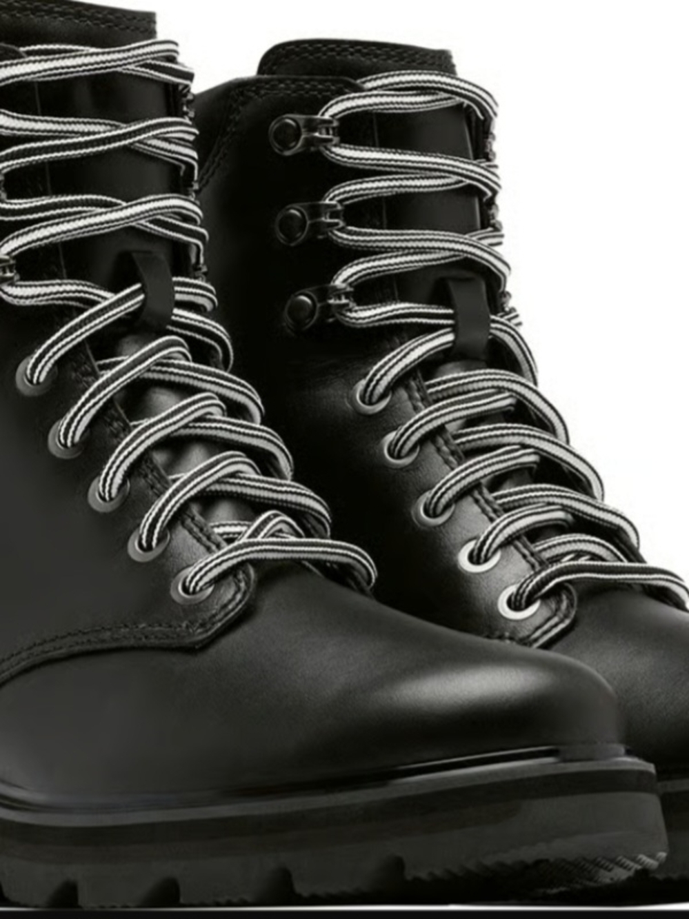 Sorel Black Leather Lace-Up Combat Boots